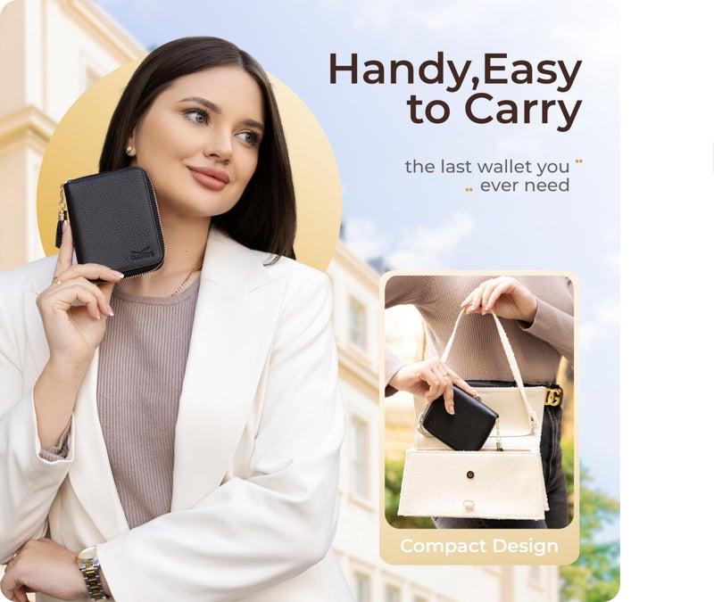 Claasico RFID Small Zipper Wallet for Women, Ladies Genuine Leather Bifold with Coin Zipper Pocket w/Anti-Theft Travel Protection - Image 3